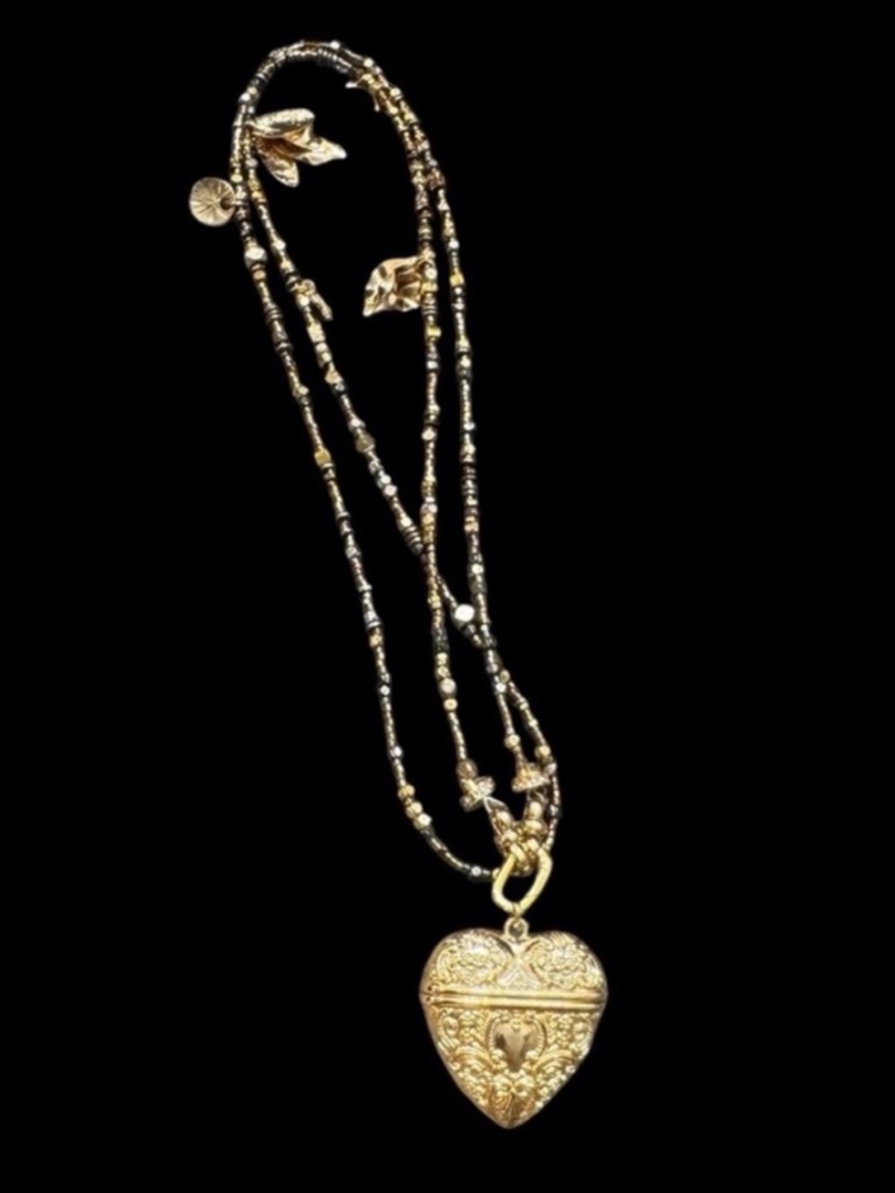 Long Gold Heart Necklace.